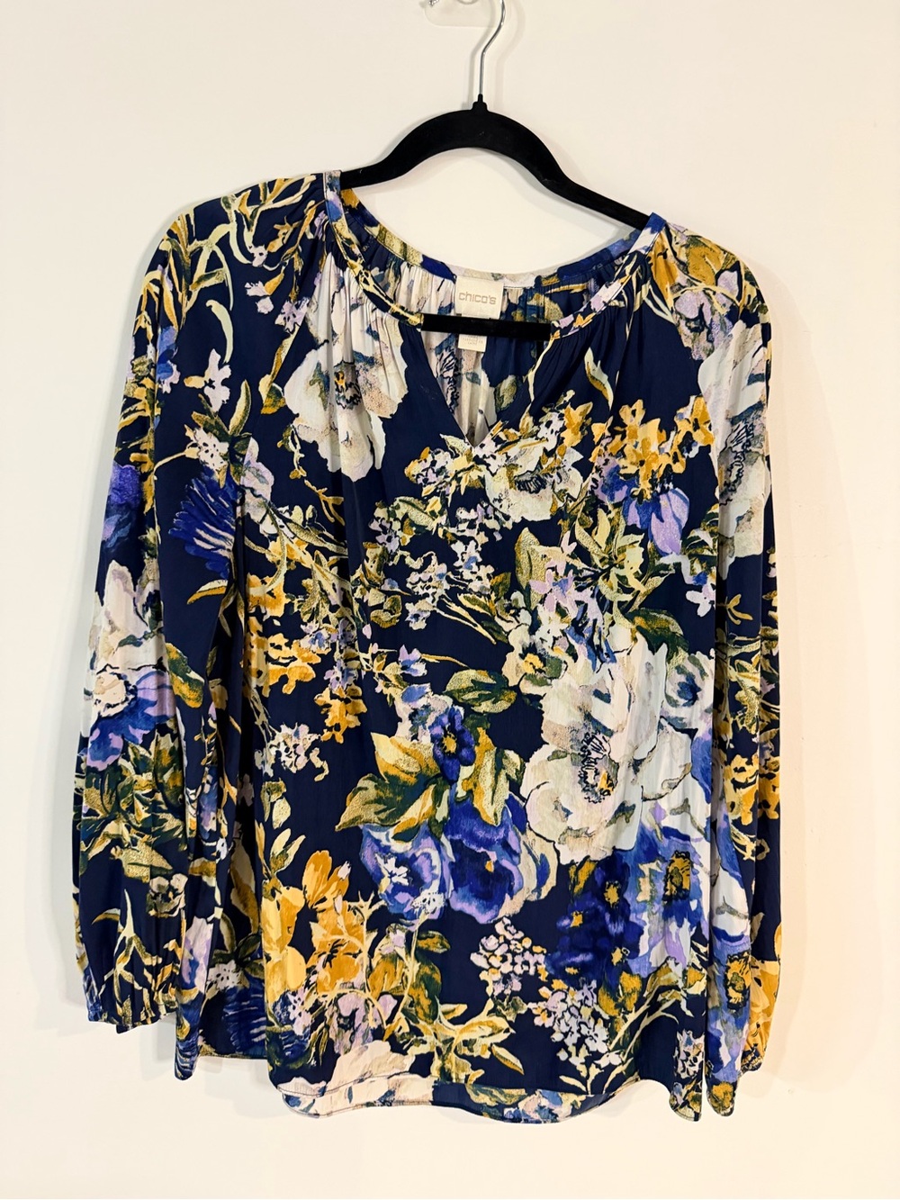 Chicos Primavera Floral Peasant Blouse